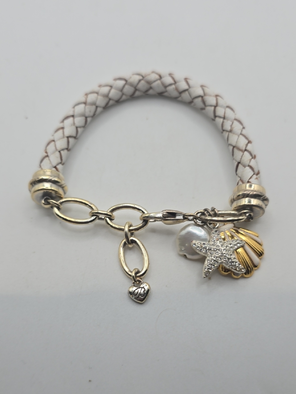 Brighton "Sea Dreamer Braided Leather Bracelet with Gold & Silver Sea Charms